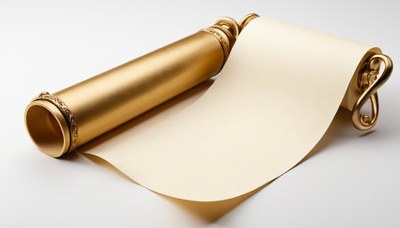 Old paper scroll on a white background. 3d render illustration.の素材