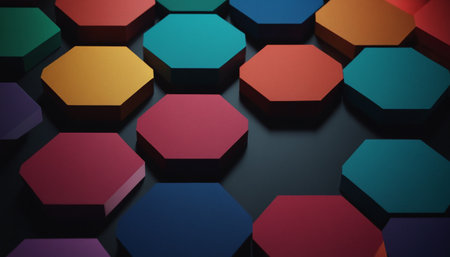 Abstract 3d rendering of hexagons background. Creative hexagonal design.の素材