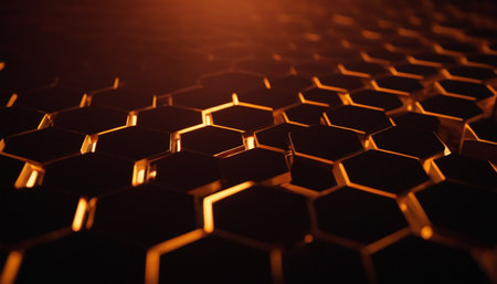 Abstract 3d rendering of honeycomb background. Honeycomb cells.の素材