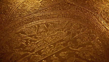 golden texture of thai traditional painting on temple wall,Thailandの素材