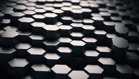 3d rendering of abstract hexagonal background with black and white colorの素材