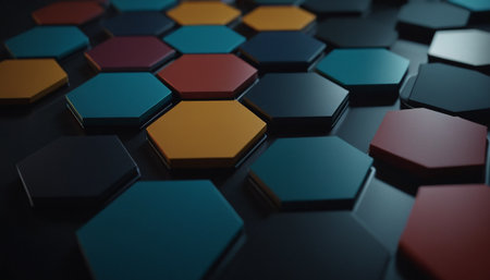 Abstract 3d rendering of hexagons background. Creative hexagon design.の素材