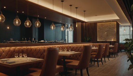 Interior of a luxury restaurant. Modern interior of a restaurant.の素材