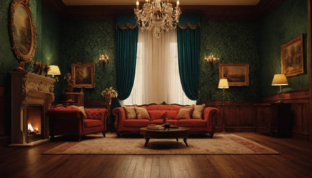 Classic interior of the living room. 3D render, 3D illustrationの素材