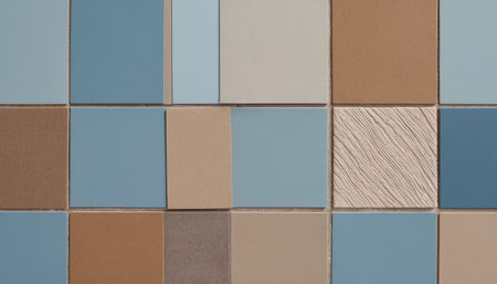 Colorful ceramic tile wall texture background for interior or exterior design.の素材