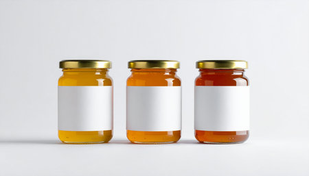 Honey Jar Mock-Up - Three Jars. Blank Labelの素材
