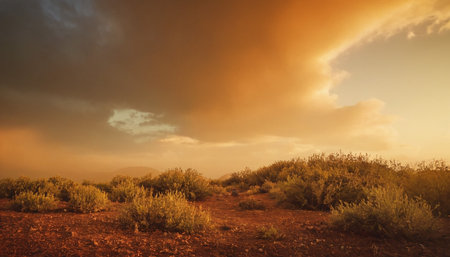 Sunset in the desert of Crete, Greece. Panoramaの素材