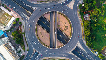 Aerial view of highway road junction in Shenzhen,China.の素材