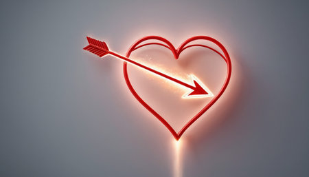 Heart pierced by an arrow, 3D rendering. Computer digital drawing.の素材