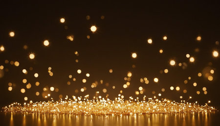 golden glitter vintage lights background. gold and black. de focusedの素材
