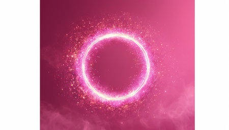 Abstract background with glowing neon circle. Vector illustration for your design.の素材