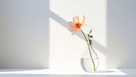 Flower in a vase on a white background. 3d renderの素材