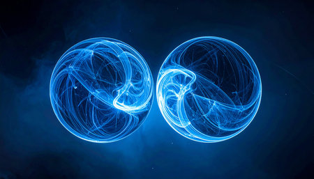 abstract blue light lines on a dark background, computer generated imagesの素材