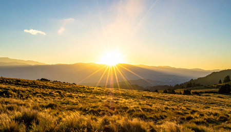Sunset in the mountains of the Carpathians, Ukraine.の素材