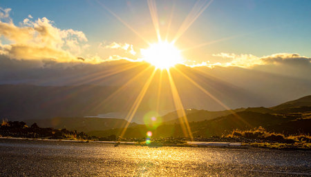 Sunset over the Lake Teide, Tenerife, Canary Islands, Spainの素材