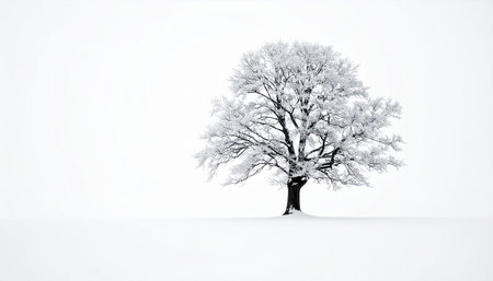 Winter tree isolated on a white background. 3d render illustration.の素材
