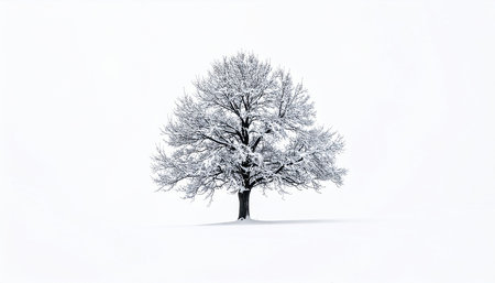 Winter tree isolated on white background. 3d rendering - illustration.の素材