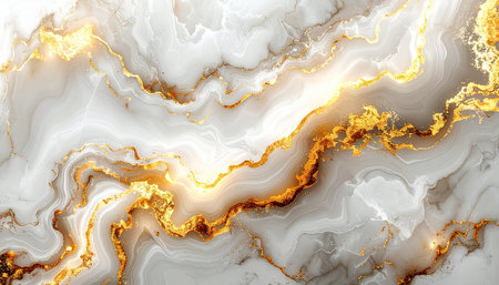 Marble patterned texture background. Marbling artwork for design. Agate ripple pattern. Gold powder.の素材