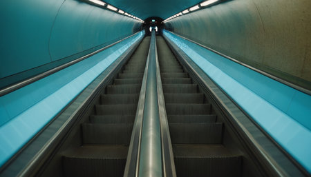Escalator in a subway station in the city of Barcelona, Spainの素材