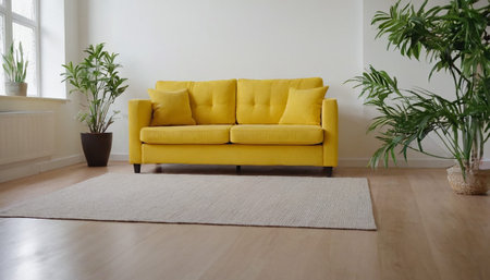 Modern bright interiors apartment Living room mockup 3D rendering illustrationの素材