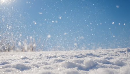 snowflakes on the blue sky background. winter landscape.の素材
