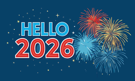 Happy new year 2016 with fireworks over blue background. colorful design. vector illustrationのイラスト素材