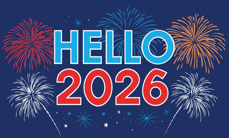 Happy new year 2016 greeting card with firework. Vector illustration.のイラスト素材