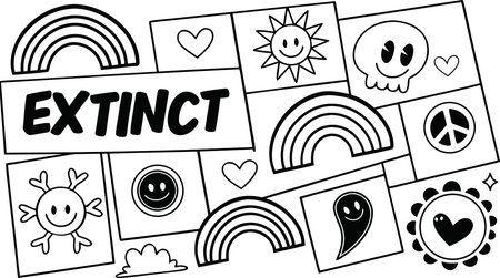 Outlined Illustration Featuring a Rainbow in a Coloring Book Styleのイラスト素材