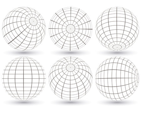 Set of wireframe globes for your design. Vector illustration.のイラスト素材