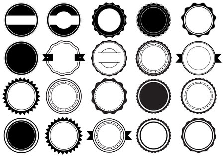 A set of black and white labels and badges. Vector illustration.のイラスト素材
