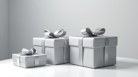 Decorative Silver Gift Boxes with Floral Design for Christmas Celebrationの素材