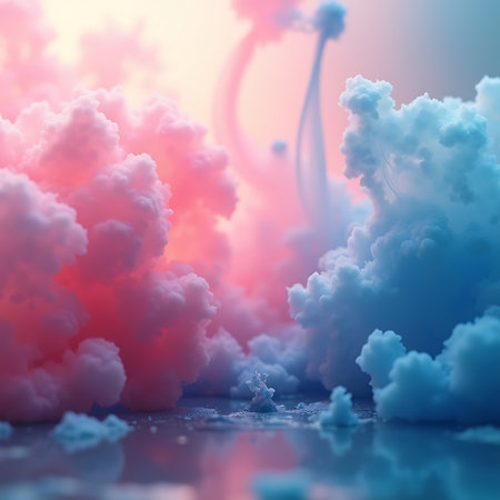 Ink in water creating cloudy swirls with fluid motion, artistic abstract backgroundの素材