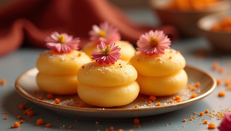 Traditional Indian Sandesh on Elegant Plateの素材