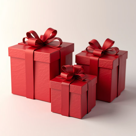 Festive Red Presents with Bowsの素材