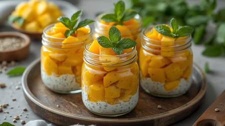 Healthy Dessert with Mango and Chia Puddingの素材