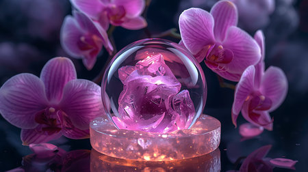 Mystical Orchid Arrangement on Quartz Baseの素材