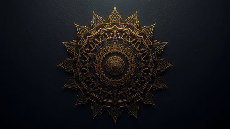 Intricate Mandala Geometry with Golden Linesの素材