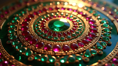 Elegant Ornamental Mandala with Gemstone Highlightsの素材