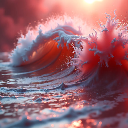 Hyper Detailed Silver and Red Abstract Artworkの素材