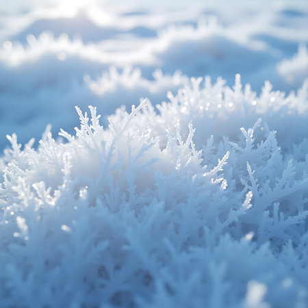 Natural Ice Crystals Forming Abstract Winter Patternの素材