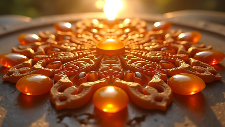 Symmetrical Amber Gemstone Patternの素材