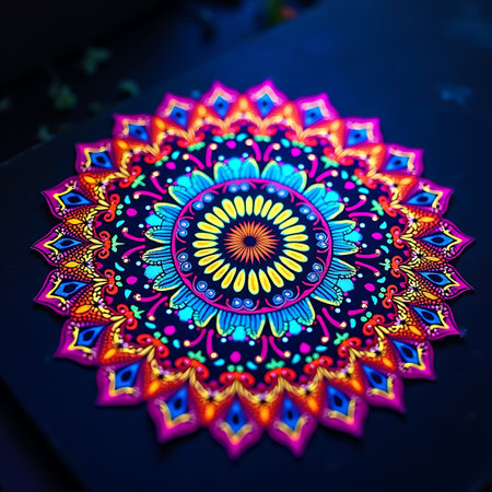 Glowing Neon Mandala Artworkの素材