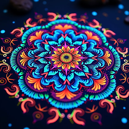 Fluorescent UV Light Mandala Paintingの素材