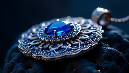 Silver Pendant with Sapphire Gem Accentsの素材