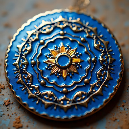 Elegant Blue and Gold Mandala Patternの素材