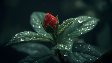 Dewy Flower and Foliage Closeupの素材