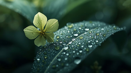 Dewy Petals and Foliage Macro Viewの素材