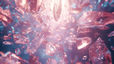 Floating Luminous Crystals with Abstract Lightingの素材