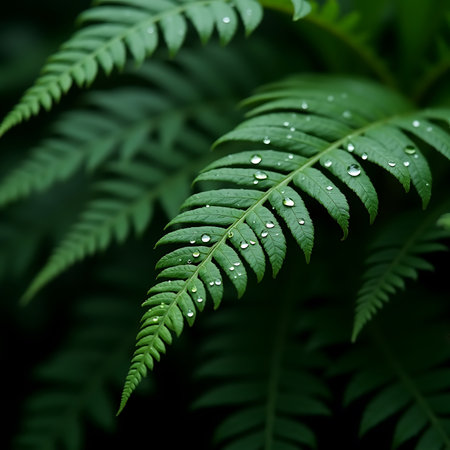 Green Foliage Covered in Dewの素材