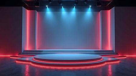 Modern Display Stage with Reflective Surfacesの素材